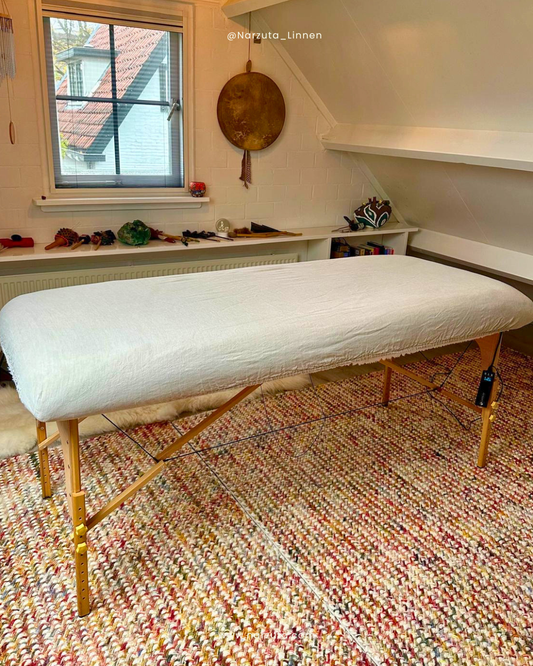 Linnen hoeslaken voor massagetafel